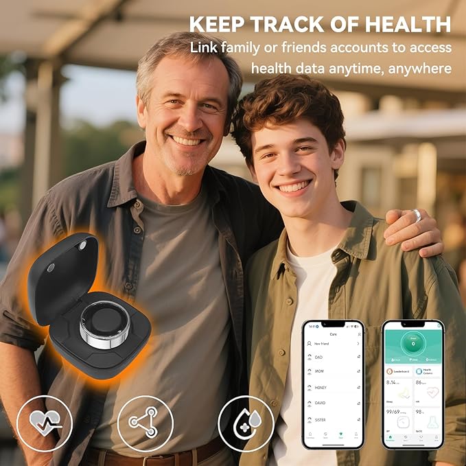 Smart Ring for Men Women with Black Charging Box, Bluetooth, Health Ring , IP68 Waterproof, Fitness Ring Tracks Heart Rate/Sleep/Steps/Sports Activities/Blood Oxygen,non-subscription app (Silver, 9)