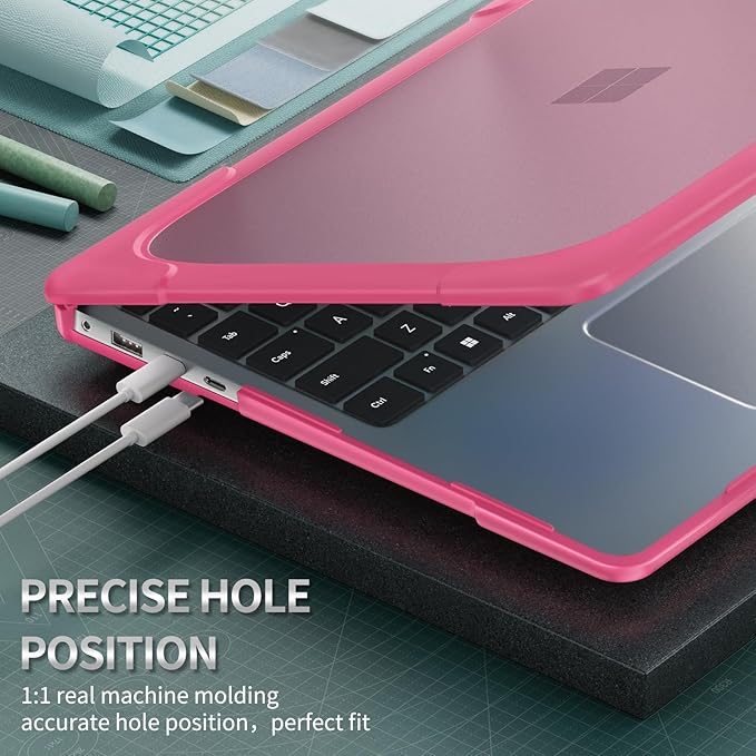 Batianda Heavy Duty Case for 13.8 inch Microsoft Surface Laptop 2024 (7th Edition) with Fold Kickstand Includes Keyboard Cover Screen Protector - Shockproof Stylish & Durable Protective Cover, Pink
