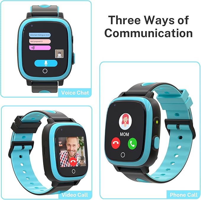 4G Kids Smart Watch Boys,GPS Watch for Kids with Video Call Voice Chat Alarm SOS Camera Pedometer Stopwatch Caculator Flashlight Kid GPS Tracker Watches Age 5-12