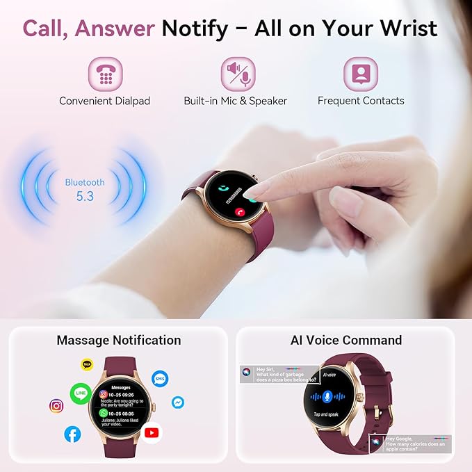 Smart Watches for Women/Men, 40mm HD Smartwatch Fitness Tracker with Bluetooth Calls (Make/Answer), Heart Rate/SpO2/Sleep Monitor, 7 Days Battery, IP68 Waterproof - Purple