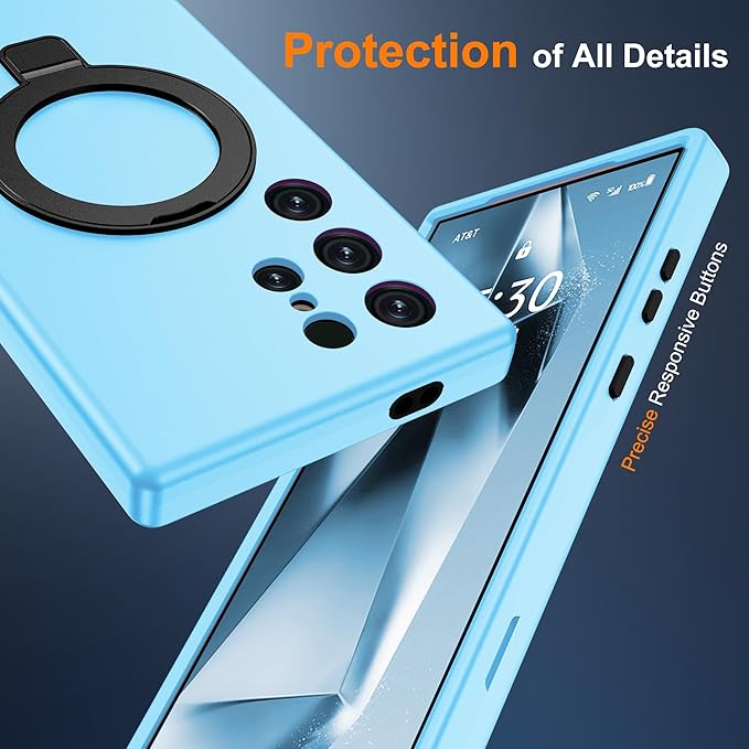 Designed for Samsung Galaxy S24 Ultra Case with Magnetic Ring Stand [Compatible with Mag-Safe][Military Grade Drop Protection][Build in Kickstand] S24 Ultra Phone Case 6.8",Blue