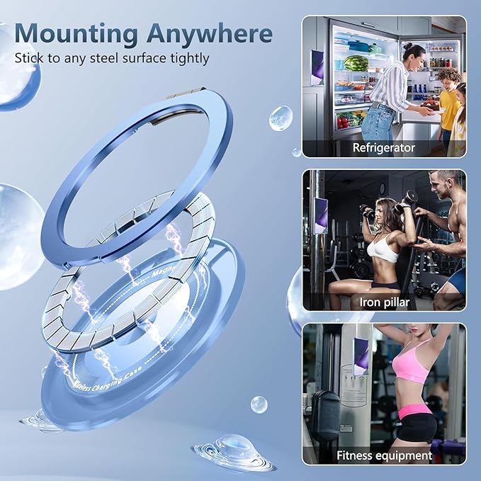 for Samsung Galaxy Note 20 Ultra Case Magnetic Compatible with MagSafe,with 1 Tempered Glass Screen Protector,Built-in 360°Kickstand Ring Military Grade Shockproof Heavy Duty Protection Blue