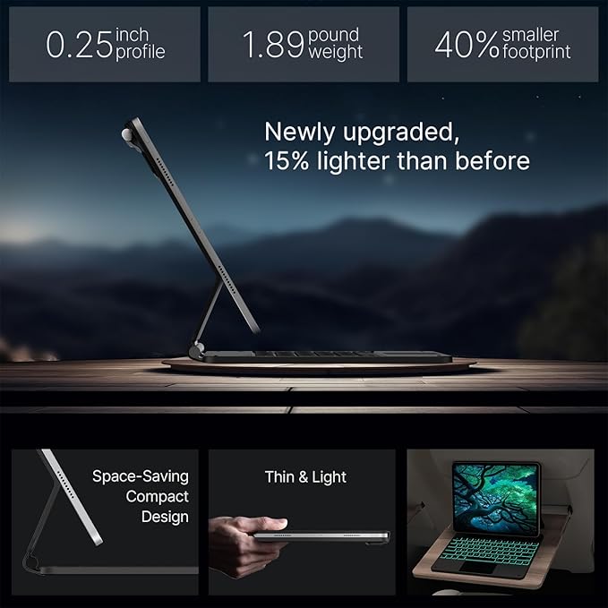 typecase Keyboard Case for iPad Air 13(M3 2025 / M2 2024) and iPad Pro 12.9 (6th, 5th, 4th, 3rd Gen),Magic Keyboard for iPad Pro 12.9,Keyboard Case with Multi-Touch Trackpad, 11 Colors Backlight,Black