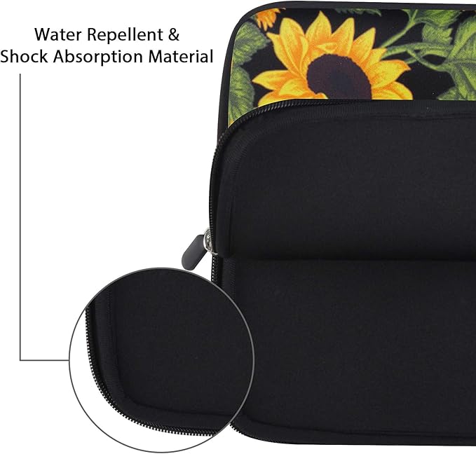 Violet Mist 11 11.6 12 Inch Laptop Sleeve Funny Floral Pattern Laptop Carrying Bag Case with Handle Cute Protective Neoprene Notebook Tablet Computer Travel Cover Pouch Briefcase, Sunflower Helianthus