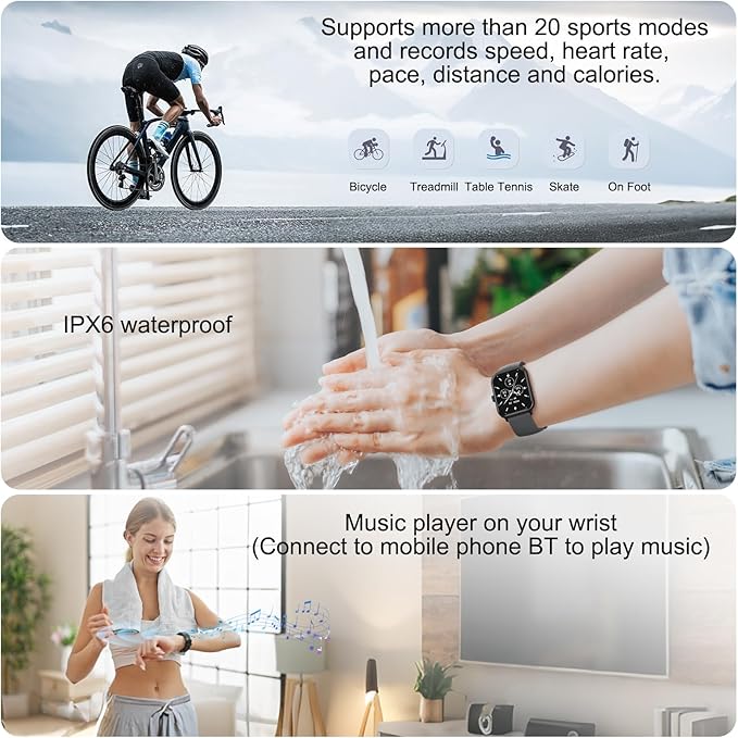 Smart Watches for Women,Fitness Tracker of Android Smart Watch,Heart Rate/Blood Oxygen/Sleep Monitoring,IP68 Waterproof Smartwatch for iPhone Samsung,Men's Smart Watch with Make/Answer Call