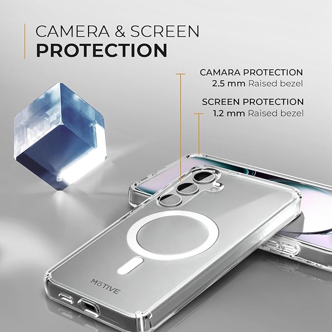 MOTIVE Designed for Samsung Galaxy s25 Case with Belt Clip, Clear Case Magnetic Compatible with MagSafe, Slim Cover, Drop Tested s25 Holster Case 6.2” | Clear [Fits s24 Phone]