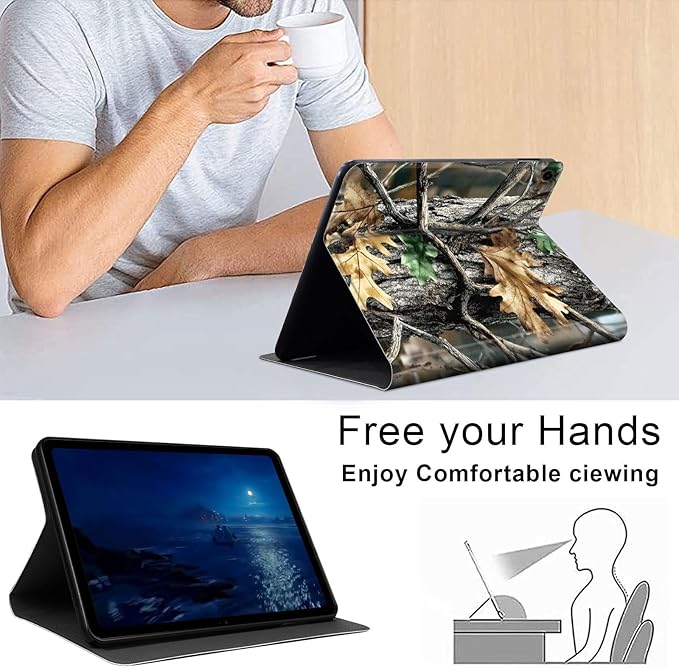 Case for Samsung Galaxy Tab A9+/A9 Plus 11” 2023 Model (SM-X210/X216/X218), Slim PU Leather Stand Cover with Auto Wake/Sleep, Multi-Angle Viewing & Shockproof, Camouflage with Oak