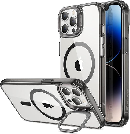 ESR for iPhone 13 Pro Max Case, Compatible with MagSafe, Built-in Camera Ring Stand, Military-Grade Protection, Magnetic Phone Case for iPhone 13 Pro Max, Classic Series, Clear Black
