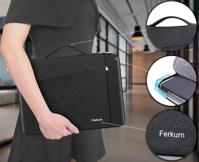 Ferkurn Laptop Case Sleeve for Men Women Chromebook Case Compatible with MacBook Air/Pro Lenovo Surface HP Dell ASUS Acer, 15.6 inch, Black