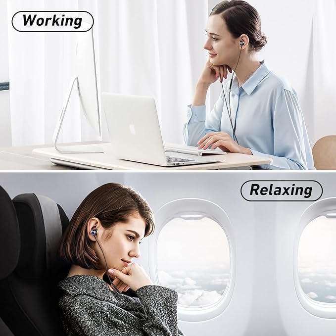 2Pack USB C Headphones Wired Earphones Type C Earbuds for iPhone 15 16 17 Pro Max Plus,USBC Ear Buds with Mic Volume Control HiFi Stereo Noise Cancelling for Galaxy S24/S23/S22/S21/A53, Pixel 8/7/6