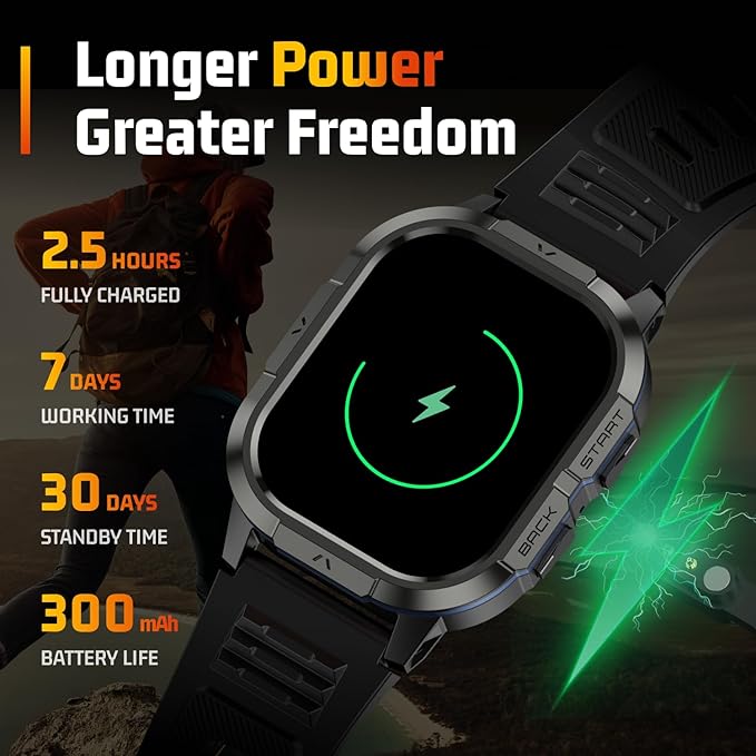 Military Smart Watches for Men-2.06”AMOLED(Answer/Make Calls), IP68 Fitness Activity Step Tracker with Sleep Monitor/110+ Sports Modes, Tactical SmartWatch for Android iOS Samsung Compatible