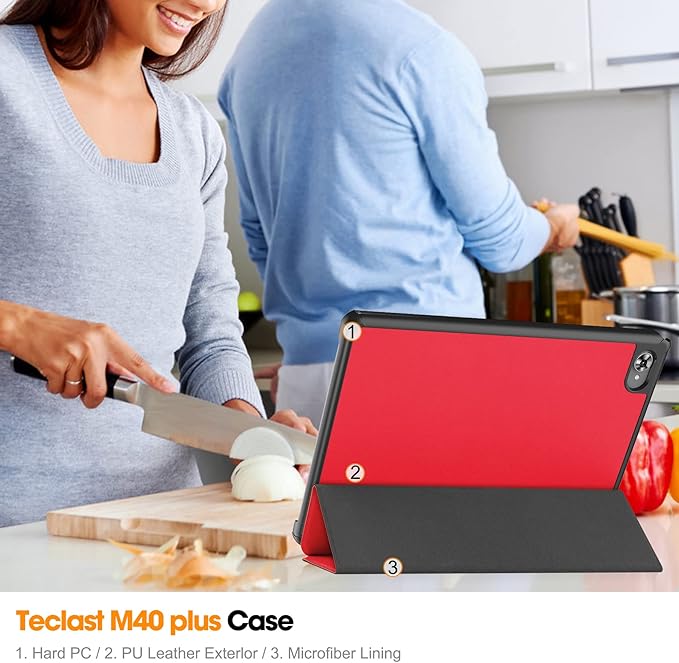 Case for TECLAST M40 Plus 2022 /P30S 10.1 inch Tablet, Folding Folio Ultra-Thin PU Leather Stand Case Cover for Teclast M40 Plus / P40HD / P30S 2022 Released Red