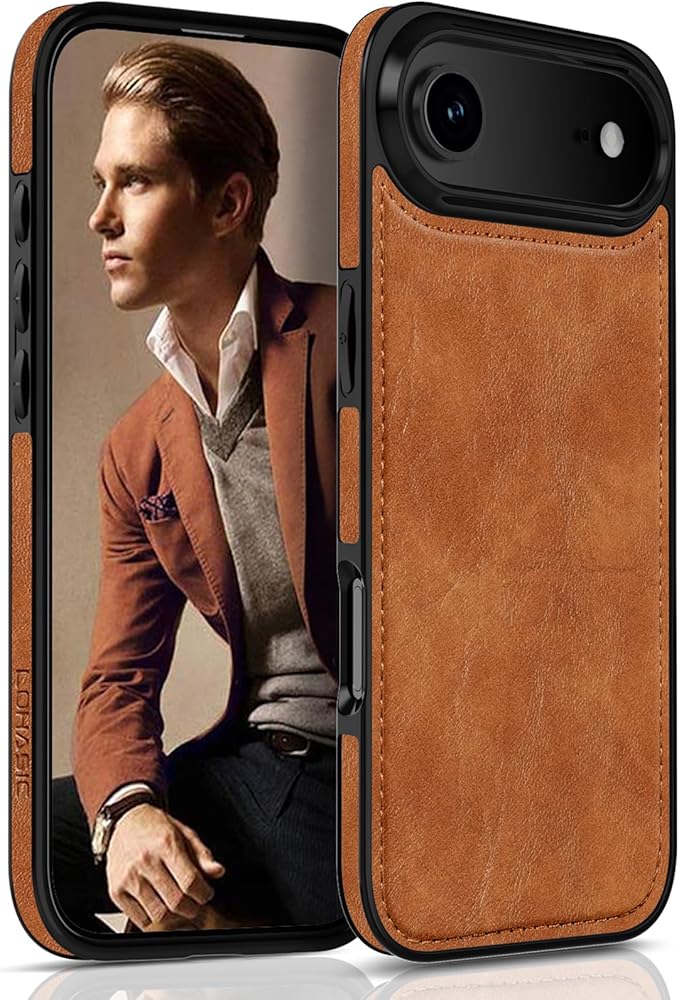 LOHASIC for iPhone 17 Air Leather Case, Slim Business PU Classic Elegant Style Soft Non-Slip Grip Shockproof Rugged Protective Cover Phone Case for iPhone17 Air 6.5" 2025 - Sand Dune