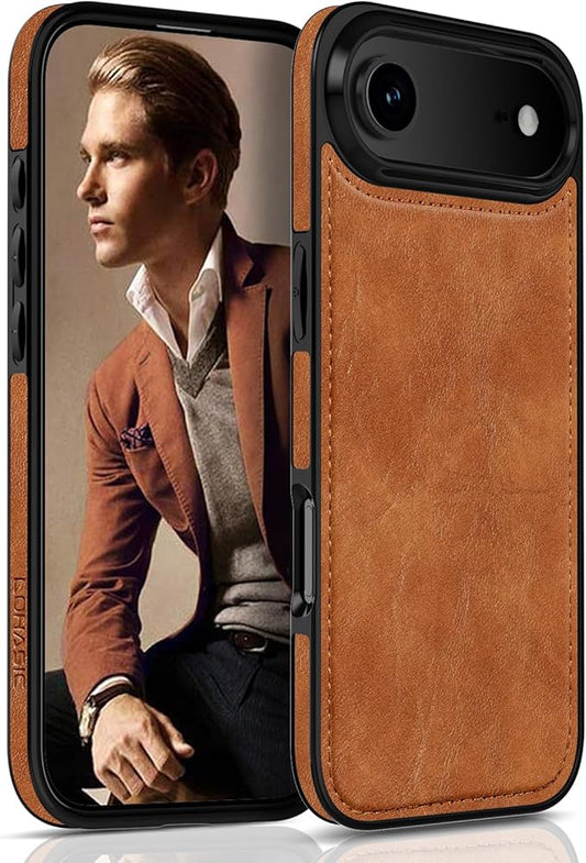 LOHASIC for iPhone 17 Air Leather Case, Slim Business PU Classic Elegant Style Soft Non-Slip Grip Shockproof Rugged Protective Cover Phone Case for iPhone17 Air 6.5" 2025 - Sand Dune