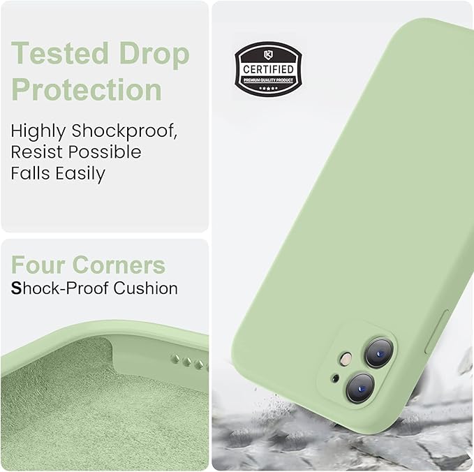 Vooii Compatible with iPhone 11 Case, Upgraded Liquid Silicone with [Flat Edges] [Camera Protection] [Soft Anti-Scratch Microfiber Lining] Phone Case for iPhone 11 6.1 inch - Matcha