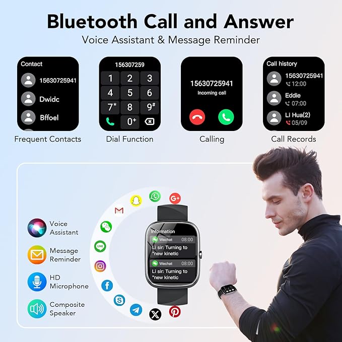 Smart Watch for Men Women (Answer/Make Call), 1.91" Smartwatch Fitness Activity Tracker, 100+ Sports Modes/Heart Rate/Sleep Monitor/Pedometer/Calories, IP68 Waterproof Fitness Watch for Android iOS