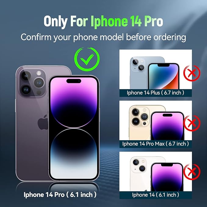 ADDIT Phone Case for iPhone 14 Pro Case,with Kickstand Ring,Adjustable Stand,Military Grade,Heavy Duty Protection,Shockproof,Anti-Fingerprint,Support Magnet Car Mount,Purple