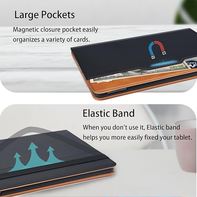 Tablet Case for Samsung Galaxy Tab A7 10.4 Inch 2020 (SM-T500/T505/T507) PU Leather Folio Flip Cover for Tab A7 SM T500 Multi-Angle Stand with Card Pocket ＆ Hand Starp,Black