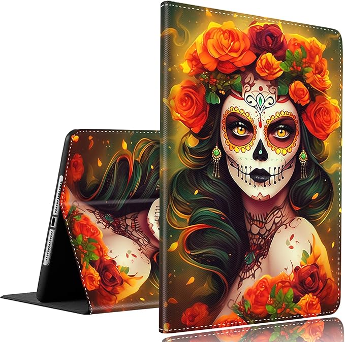 Case for Samsung Galaxy Tab A9 Plus 11 inch 2023，Slim Fit Foldable Standing Cover Case with Auto Sleep/Wake for Galaxy Tab A9+ 11’2023 (SM-X210/X216/X218)，Skull Girl