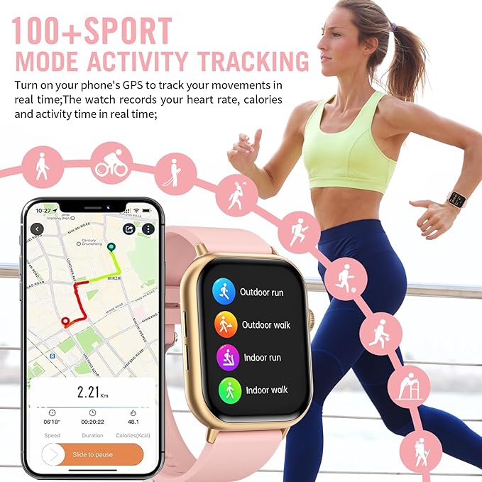 Smart Watches for Men Women (Answer/Make Call), 2.01" HD Screen Fitness Tracker Watch with Blood Pressure/Heart Rate/Sleep Monitor, Smart Watch for Android iOS Phones, IP67 Waterproof Sport Watch