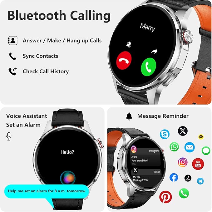 Lyaarka Smart Watches for Men,1.46" Fitness Tracker with GPS,Health Monitor,AI,Bluetooth Call/TextReply, Compass/Altitude/Barometer,100+ Sports Mode,5ATM Waterproof for Android/iPhone with 2 Straps