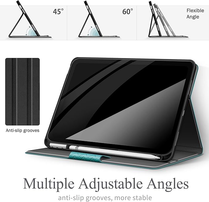 auaua Case for iPad (A16) 11th Generation 11 Inch 2025, iPad 10th Generation 10.9 Inch 2022, with Pencil Holder, Auto Sleep/Wake, Adjustable Stand, PU Leather (Green)