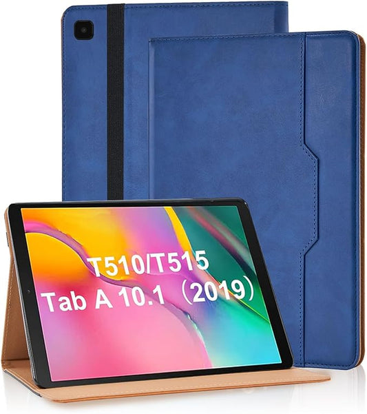 Tablet Case for Samsung Galaxy Tab A 10.1 2019 SM-T510/SM-T515 Cover Retro Folio Shell for Galaxy Tab A SM-T510 Case Multi-Angle Stand Cover PU Leather with Card Pocket,Blue