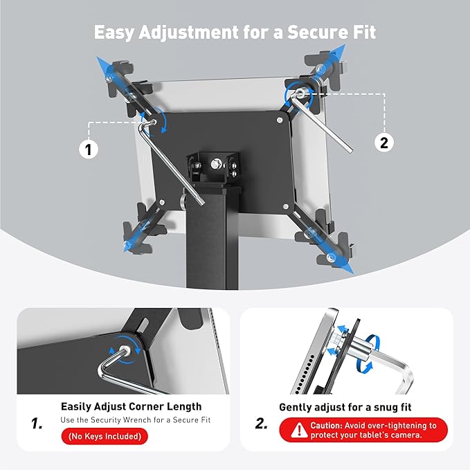 AboveTEK iPad Desk Grommet Mount, Adjustable Tablet Desk Mount with 360° Rotation & 180° Tilt, Fits 9.7"-13" Tablets, Anti-Theft iPad Stand, Heavy-Duty Aluminum Tablet Stand, Perfect for Work (Black)