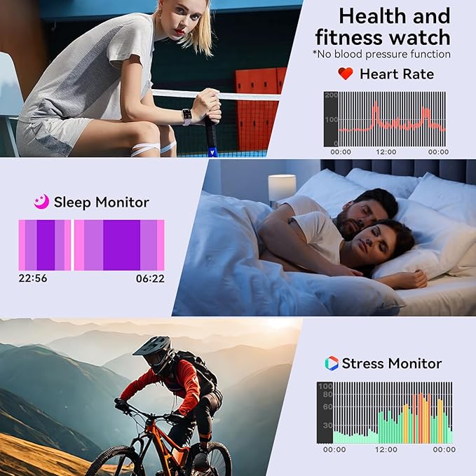 Smart Watch for Men Women, 1.83" HD Touchsreen, Bluetooth Calling, 5 ATM Water-Resistance, 130+ Sports Modes, Health, Fitness & Sleep Tracker, Timer, Fitness Watch for Android/iOS (Purple)