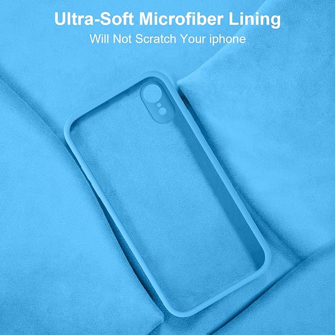 Vooii Compatible with iPhone XR Case, Upgraded Liquid Silicone with [Flat Edges] [Camera Protection] [Soft Anti-Scratch Microfiber Lining] Phone Case for iPhone 10 XR 6.1 inch - Blue