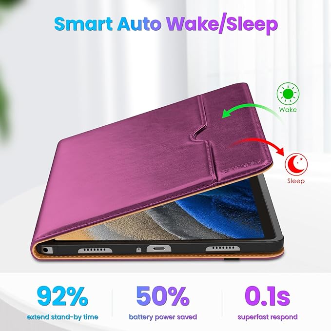 DTTO for Samsung Galaxy Tab A9 Plus 11 inch Case 2023, Premium Leather Business Folio Stand Cover with Hand Strap for Galaxy Tab A9+ 11'' 2023 Model (SM-X210/X216/X218) - Auto Wake/Sleep, Purple