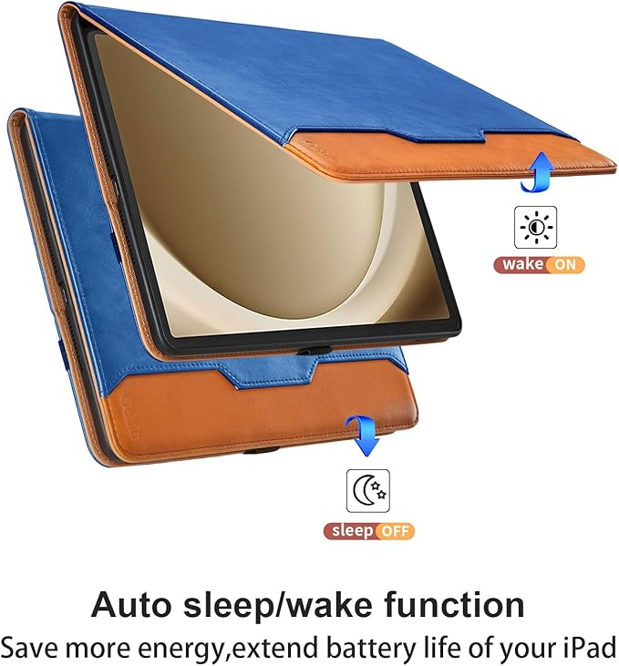 Case for Samsung Galaxy Tab A9 Plus 11 Inch 2023 (SM-X210/X215/X216) - PU Leather Folio Stand Case with Hand Starp and Pocket, Auto Wake/Sleep Smart Tablet Cover, Blue