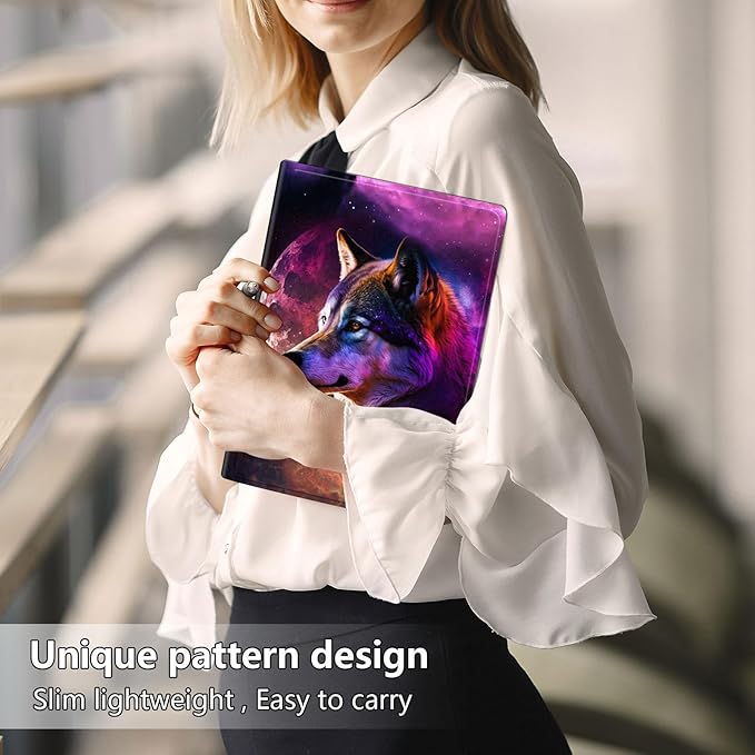 Slim Case for Samsung Galaxy Tab S10 FE / S9 FE 5G 10.9" & Tab S9 11", PU Leather Protective Cover, Multi-Angle Stand, Auto Sleep/Wake, Wolf