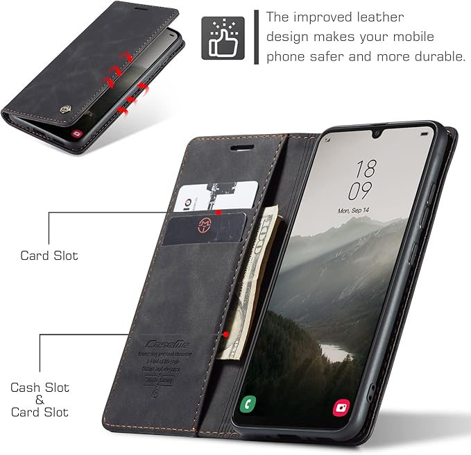 for Samsung Galaxy A34 5G Case, Flip Wallet Leather Case with Card Holder Magnetic Closure Shockproof Kickstand Protective Phone Cases Cover for Galaxy A34 6.6 Inch,Black