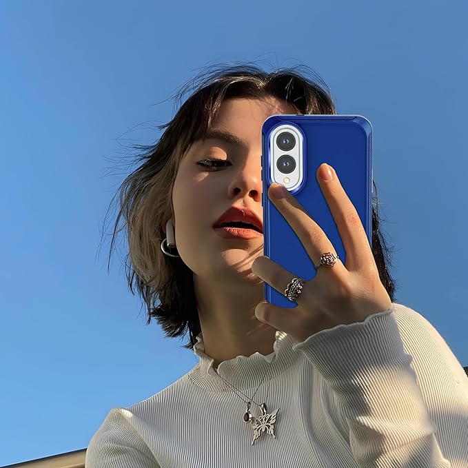 Designed for Samsung Galaxy S25 Edge Case [with Privacy Screen Protector] 3-Layer Full Body Protection Rugged Shockproof Heavy Duty Phone Case Cover, Navy Blue