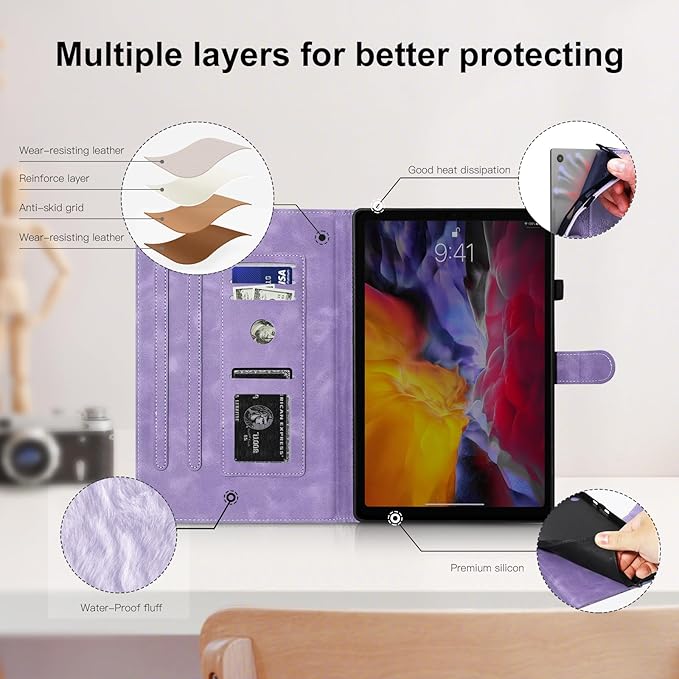 Tablet Case for Samsung Tab A 10.1, Dandelion Design with Kickstand for Pencil Holder, Magnetic Closure Case Compatible with Samsung Galaxy Tab A 10.1 Inch 2019 SM-T510 T515 T517 Purple