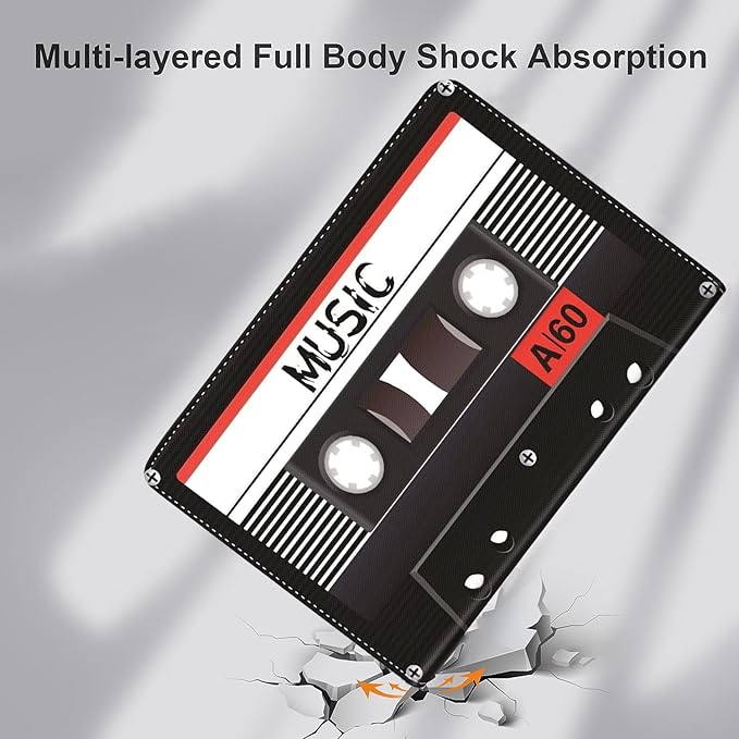 Case for Samsung Galaxy Tab A9 Plus 11 inch 2023，Slim Fit Foldable Standing Cover with Auto Sleep/Wake for Galaxy Tab A9+ 11’2023 (SM-X210/X216/X218)，Retro Audio Cassette Tape