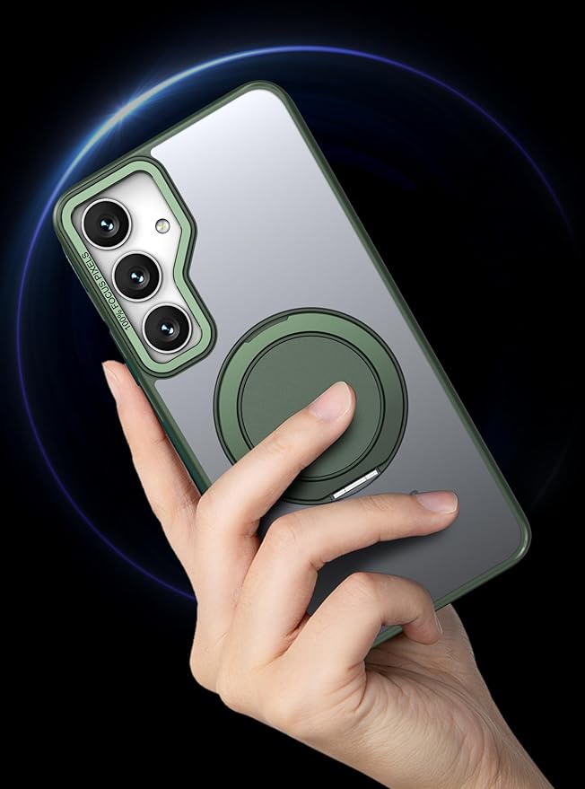 Magnetic Stand Case for Samsung Galaxy S24/S25 6.2" [with 2 Screen Protectors] [360° Rotation Magnetic Stand] [Compatible with Magsafe] Military-Grade Drop Protection Case, Green