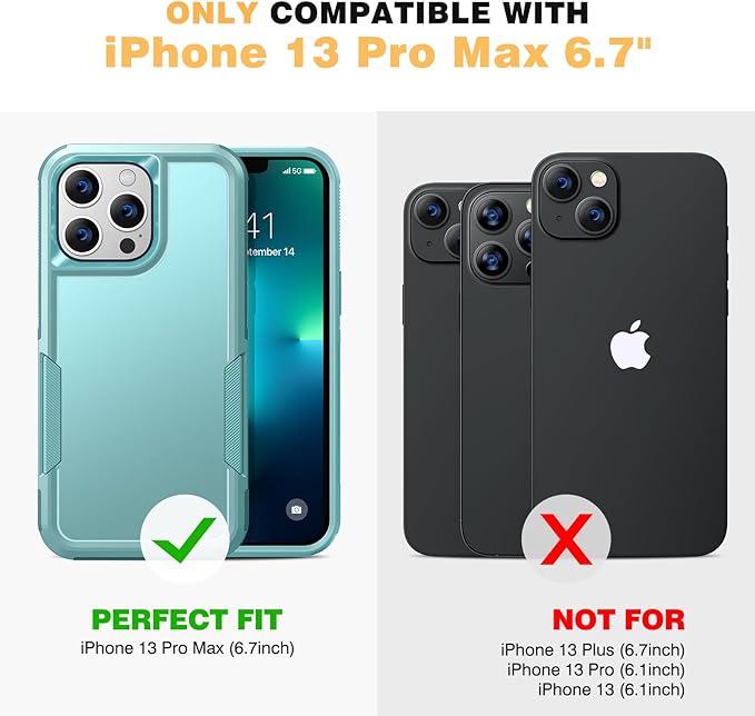 Diaclara Designed for iPhone 13 Pro Max Case, [with Privacy Screen Protector] [Anti Spy] [Military Grade Drop Protection] Heavy Duty Full-Body Shockproof Phone Case, Mint Green