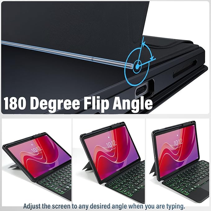 Backlit Touchpad Keyboard Case for Lenovo Tab M11 2024 11 Inch, Backlight Multi-Angle Kickstand,Portrait/Landscape Stand Detachable Magnetic Cover Case for Lenovo Tab M11 11” 2024(TB330FU/TB330XU)