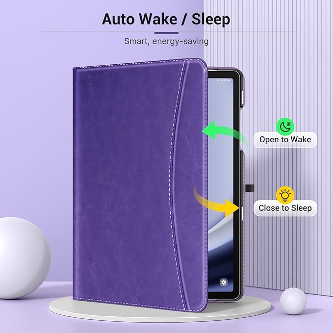 MoKo Case for Samsung Galaxy Tab A9 Plus 11" 2023 (SM-X210/SM-X216/SM-X218), PU Leather Multi-Angle Viewing Folding Stand Cover Case with Hand Strap, Front Pocket, Auto Wake/Sleep, Purple Violet