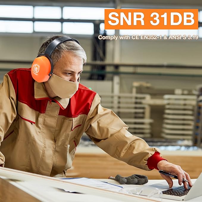 LYSIAN Foldable Noise Reduction Earmuffs, Hearing Protection Safety Ear Muffs for Shooting, Workshop,Loud Security Events