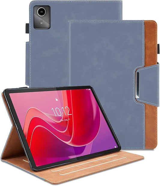 Case for Lenovo Tab M11 (TB-330FU/TB-331FC)/Tab K11 LTE 11 Inch 2024 - Multi-Angle Viewing Stand Cover with Pocket, PU Leather Folio Case with Magnetic Clasp, Auto Wake/Sleep Smart Tablet Cover, Gray