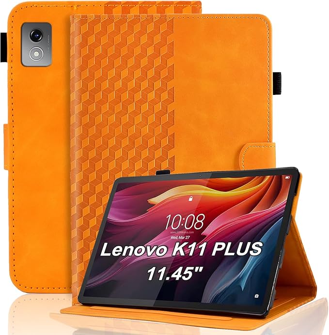 Case for Lenovo Tab K11 Plus 11.45 Inch (Model TB352FU) 2024 Magnetic PU Leather Folio Cover Card Holder Multi-Angle Lenovo Tab K11 Plus,Orange