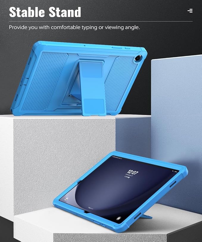 MoKo Case Fit Galaxy Tab A9 Plus 11-Inch 2023 (SM-X210/X216/X218), Shockproof Full Body Rugged Stand Back Cover Built-in Screen Protector Fit Galaxy Tab A9+ 11" 2023, Blue Wave