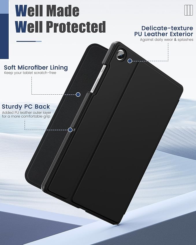 MoKo Case Compatible with Samsung Galaxy Tab A9 Plus 11-Inch 2023, Multi-Angle Slim Hard Back Shell Protective Cover Case with Auto Wake/Sleep Function, Black