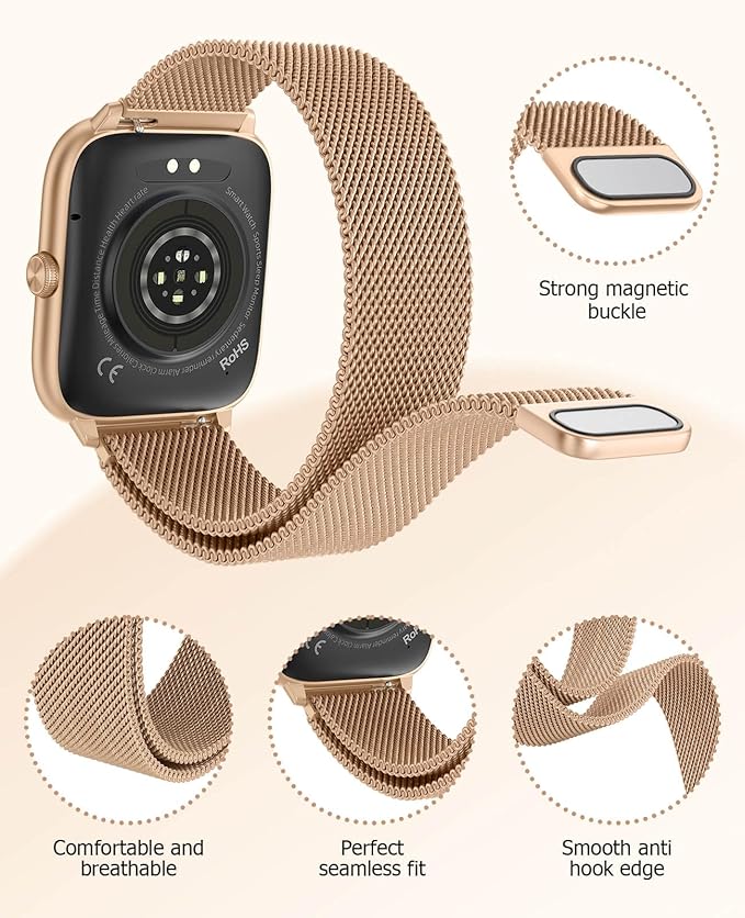 2025 Smart Watches for Women with Blood Pressure Monitor, 2.06" AMOLED Display, IP68 Waterproof Fitness Tracker, 118 Sports Modes, Heart Rate/SpO2/Sleep Monitor, Compatible with Android iPhone