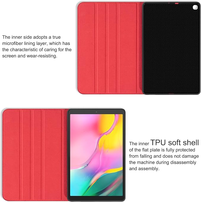 for Samsung Galaxy Tab A 10.1 inch Case 2019 Model(SM-T510/T515/T517) Genuine Leather Cover Protective Shell.Red