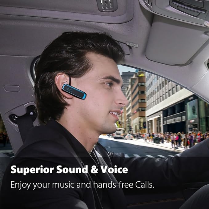 Bluetooth Headset, Wireless Bluetooth Earpiece w/ 18 Hours Playtime and Noise Cancelling Mic,Ultralight Earbud Headphone Hands-Free Calls for iPhone Tablet Samsung Android Cell Phones Truck Driver