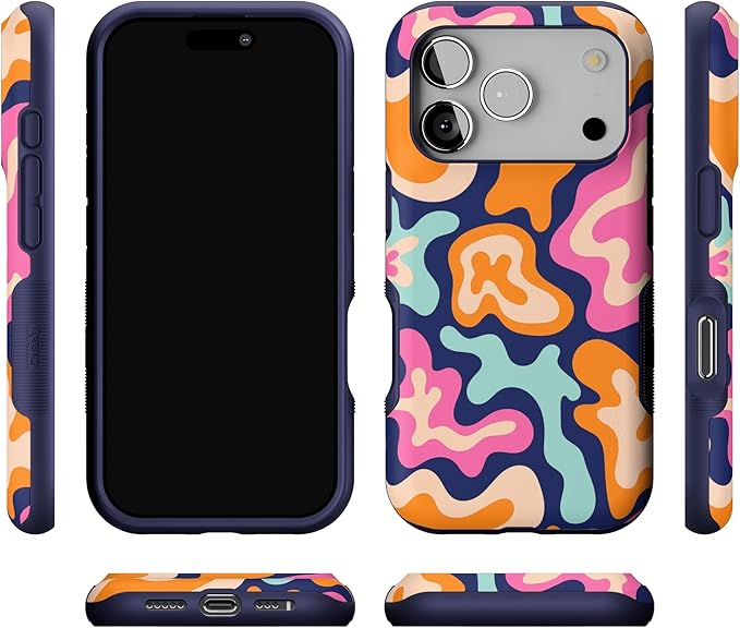 Casely iPhone 17 Pro Case | Midnight Color Splash | Abstract Retro | Bold Protective Design | Compatible with MagSafe